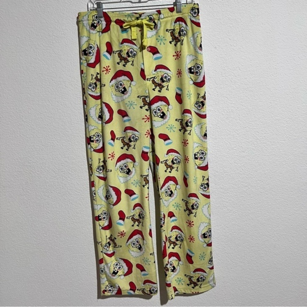 SpongeBob Square Pants Yellow Micro Fleece Festive Lounge Sleep Pants Unisex M